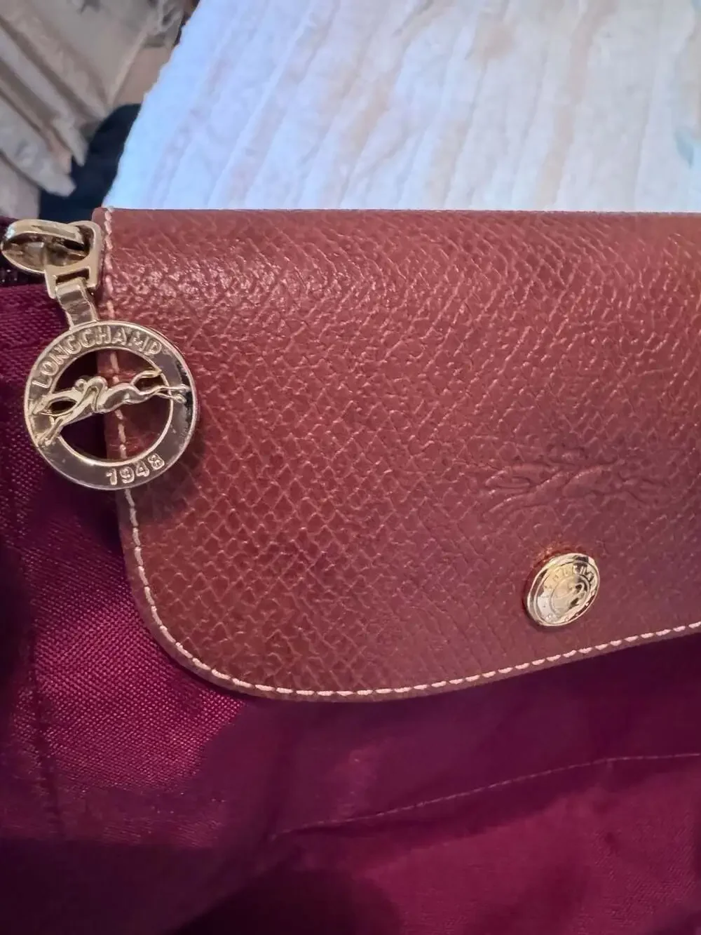 Longchamp Le Pliage Nylon Tote Bag in Burgundy - Picture 3 of 7